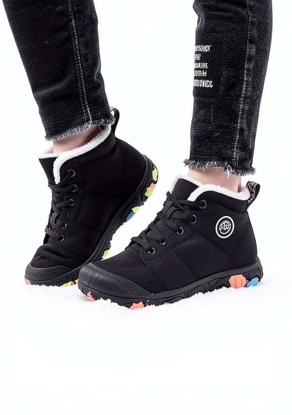 Kids Waterproof Winter Shoes Hiking Boots Black Pink Gray-1