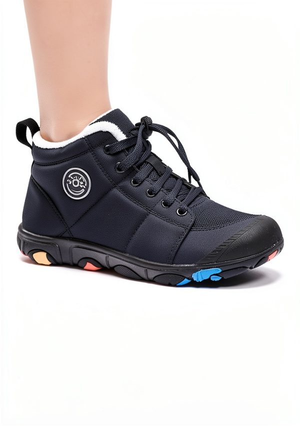 Kids Waterproof Winter Shoes Hiking Boots Black Pink Gray-5
