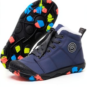 Kids Waterproof Winter Shoes Hiking Boots Black Pink Gray-0