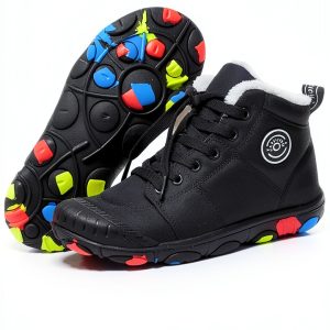 Kids Waterproof Winter Shoes Hiking Boots Black Pink Gray-0