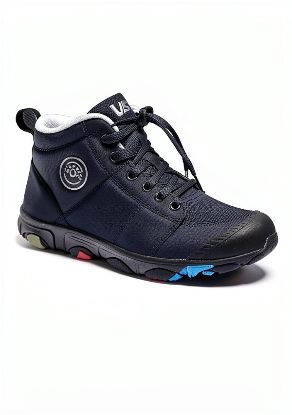 Kids Waterproof Winter Shoes Hiking Boots Black Pink Gray-4