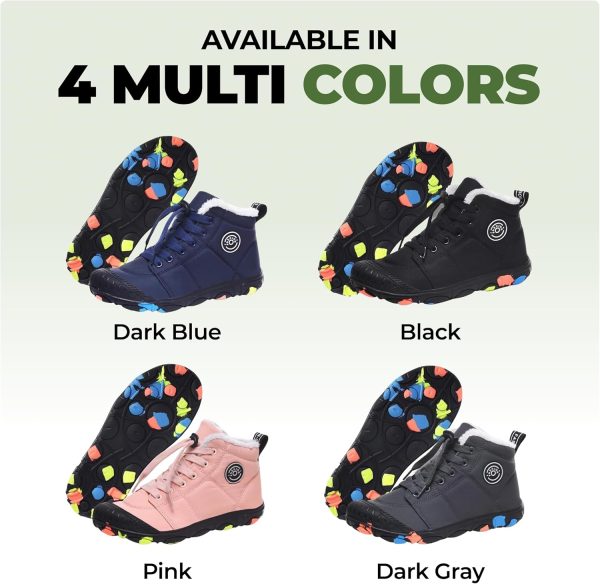 Kids Waterproof Winter Shoes Pink Dark Blue Dark Gray-6