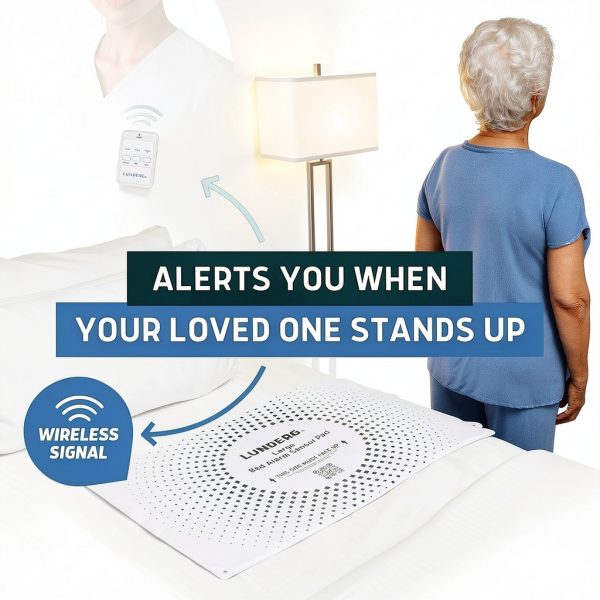 Lunderg Smart Bed Alarm Large Pad with Wireless Pager for Seniors-1