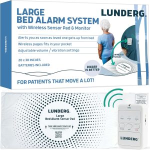 Lunderg Smart Bed Alarm Large Pad with Wireless Pager for Seniors-0