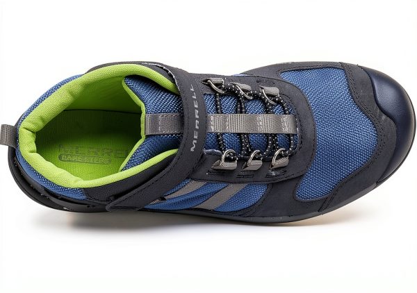 Merrell Kids Hiking Boots Navy/Green 4 Wide, Water-Resistant &-3