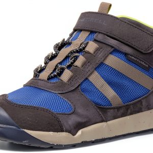 Merrell Kids Hiking Boots Navy/Green 4 Wide, Water-Resistant &-0