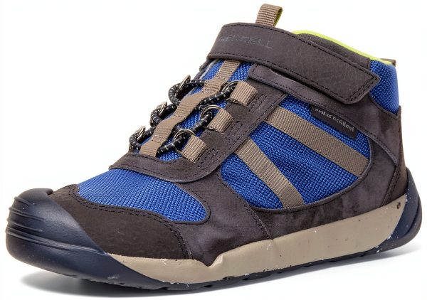 Merrell Kids Hiking Boots Navy/Green 4 Wide, Water-Resistant &-0